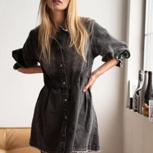 Free People Women's Black and Grey Dress - Picture 4 of 4